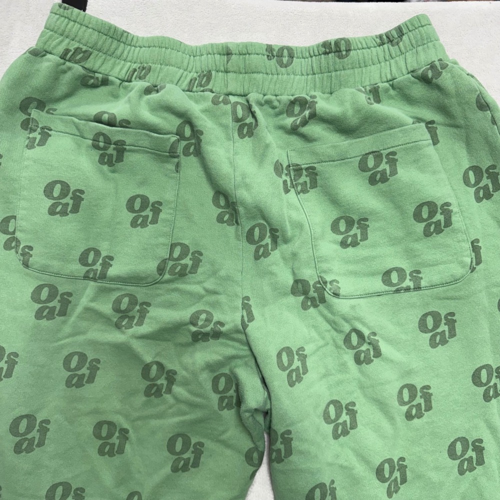 Lazy Oaf Green Oaf Logo Print Wide Leg Sweatpants Joggers UK 18 US 14 - Picture 10 of 12